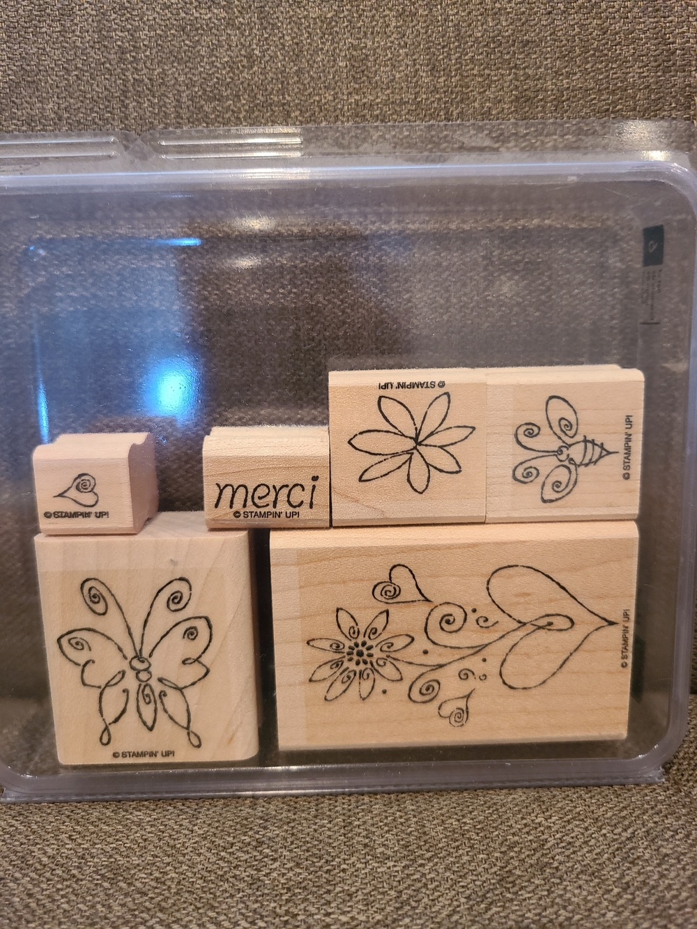 Stampin' Up! Merci Wood Mount Rubber Stamp Set